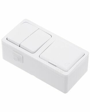 NE-AD Komütatör+Kapaklı Topraklı Priz Sıva Üstü Beyaz