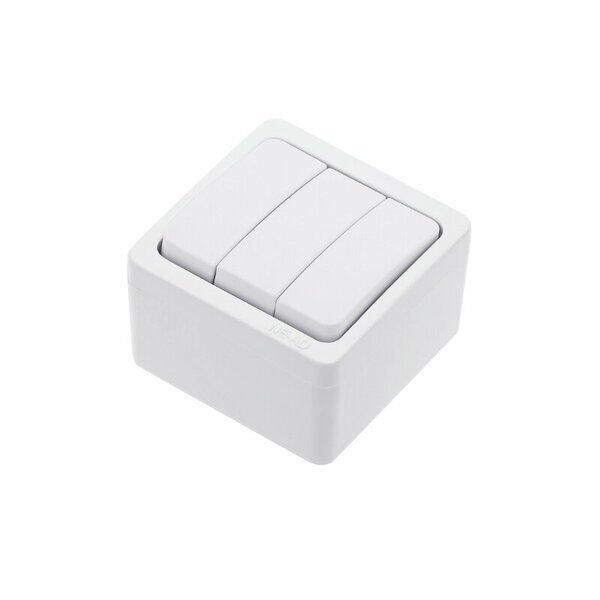 NE-AD Üçlü Anahtar Sıva Üstü Beyaz