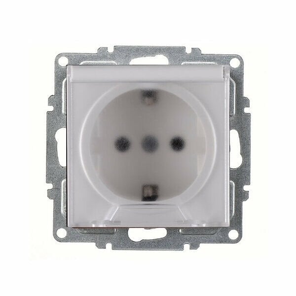 ARVİA Kapaklı Topraklı Priz Karen Beyaz Mekanizma + Kapak