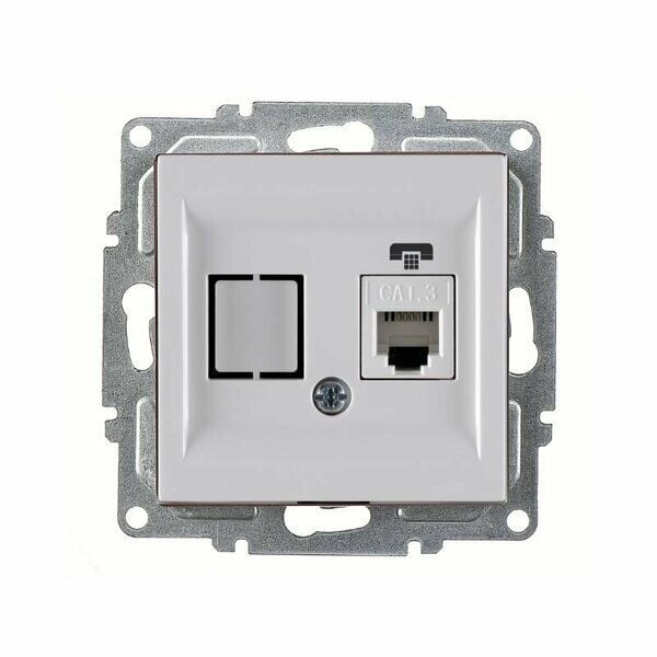 ARVİA Nümeris Telefon Prizi Cat3 Karen Beyaz Mekanizma + Kapak