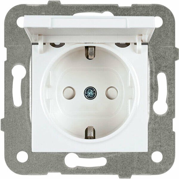 VİKO Karre Beyaz Çocuk Korumalı Kapaklı Topraklı Priz Çerçevesiz