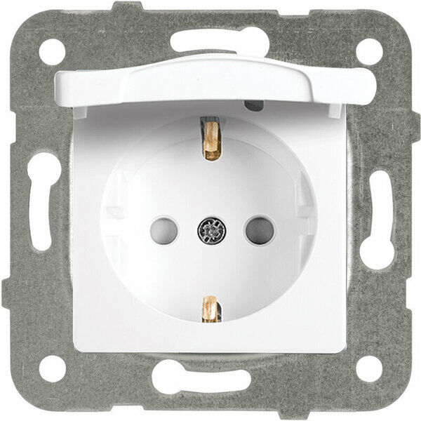 VİKO Linnera Beyaz Çoçuk Korumalı Kapaklı Topraklı Priz Çerçevesiz Viko