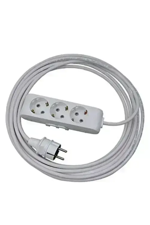 Üçlü Grup Priz Anahtarlı Topraklı 40 Metre Beyaz Seyyar Kablo(3x1,5 Öznur Kablo)