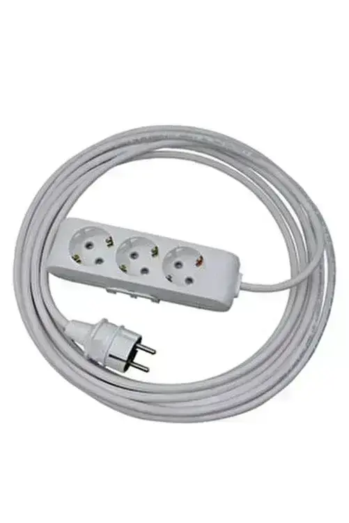 Üçlü Grup Priz Anahtarlı Topraklı 45 Metre Beyaz Seyyar Kablo(3x1,5 Öznur Kablo)