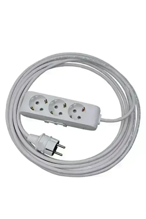 Üçlü Grup Priz Anahtarlı Topraklı 50 Metre Beyaz Seyyar Kablo(3x1,5 Öznur Kablo)