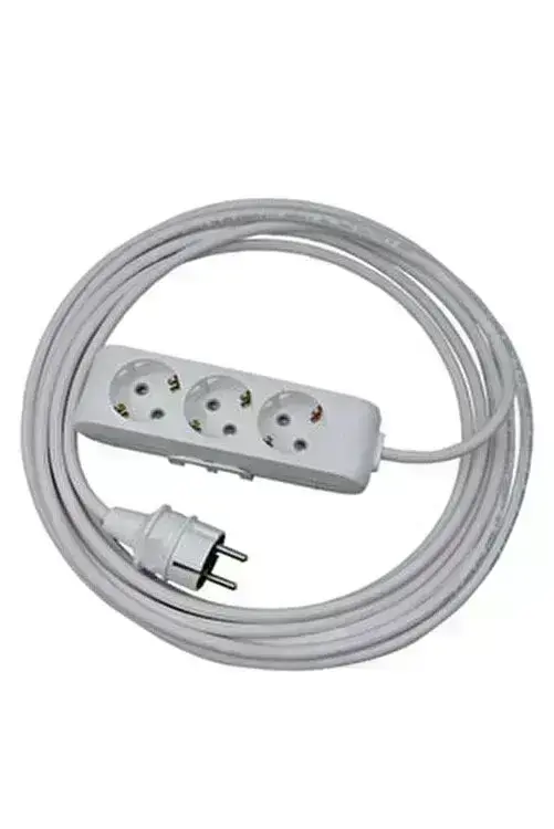 Üçlü Grup Priz Anahtarlı Topraklı 70 Metre Beyaz Seyyar Kablo(3x1,5 Öznur Kablo)