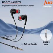 Juo 3.5mm Jack Girişli Mikrofonlu Kablolu Kulak İçi Kulaklık