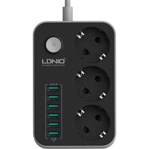 LDNIO SE3631 3PRİZ+6 USB Akım Korumalı Prizi