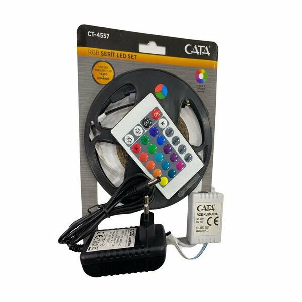 CATA RGB Şerit Led Seti 54 Çip 2835 (5mt RGB Led+Trafo+RGB Kumanda)