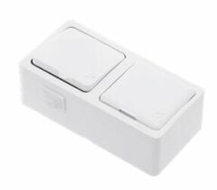 NE-AD Anahtar+Kapaklı Topraklı Priz Sıva Üstü Beyaz