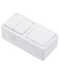 NE-AD Komütatör+Kapaklı Topraklı Priz Sıva Üstü Beyaz