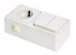 NE-AD Komütatör+Topraklı Priz Sıva Üstü Beyaz