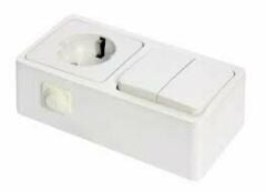 NE-AD Komütatör+Topraklı Priz Sıva Üstü Beyaz