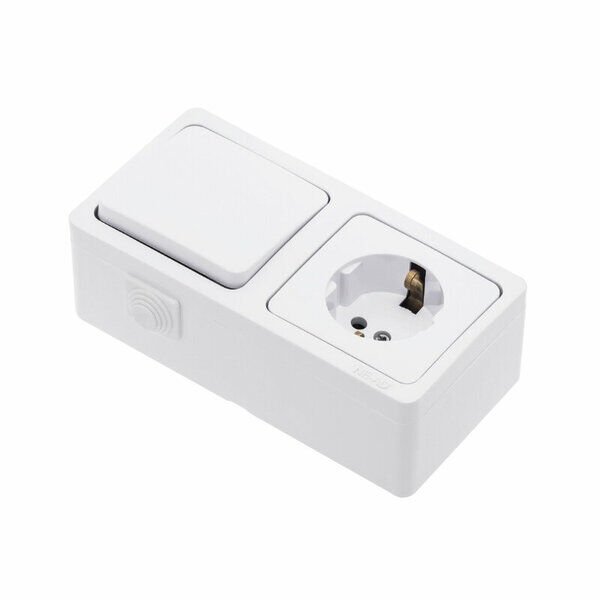 NE-AD Anahtar + Topraklı Priz Sıva Üstü Beyaz
