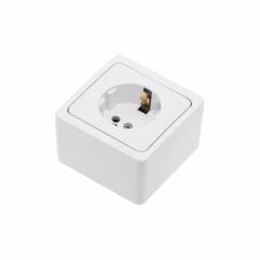 NE-AD Topraklı Priz Sıva Üstü Beyaz