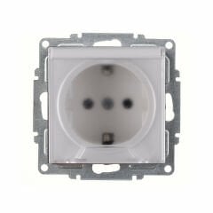 ARVİA Kapaklı Topraklı Priz Karen Beyaz Mekanizma + Kapak