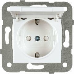 VİKO Karre Beyaz Çocuk Korumalı Kapaklı Topraklı Priz Çerçevesiz