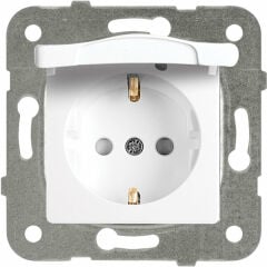 VİKO Linnera Beyaz Çoçuk Korumalı Kapaklı Topraklı Priz Çerçevesiz Viko