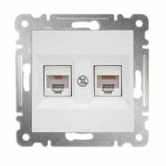 MAKEL Data Cat6+Cat3 İkili Mekanizma+Kapak Defne Beyaz