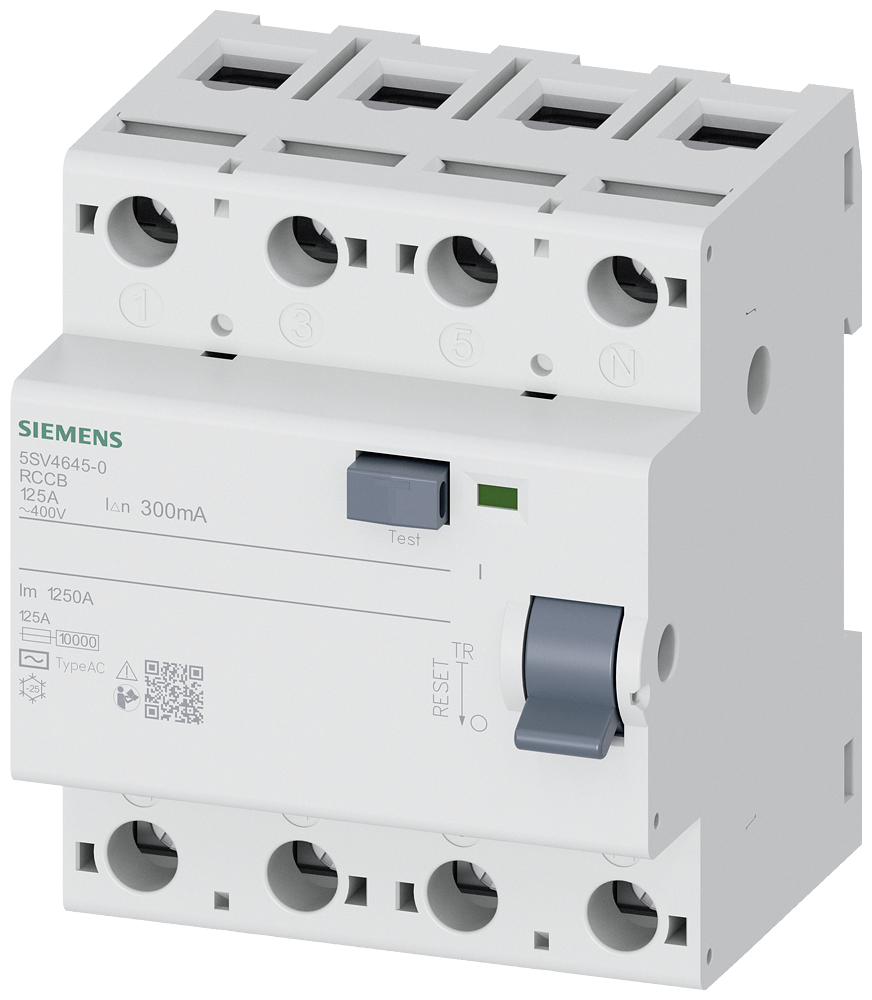 SIEMENS 5SV4645-0 Kaçak Akım Rölesi 125A 300mA 400V 3Faz